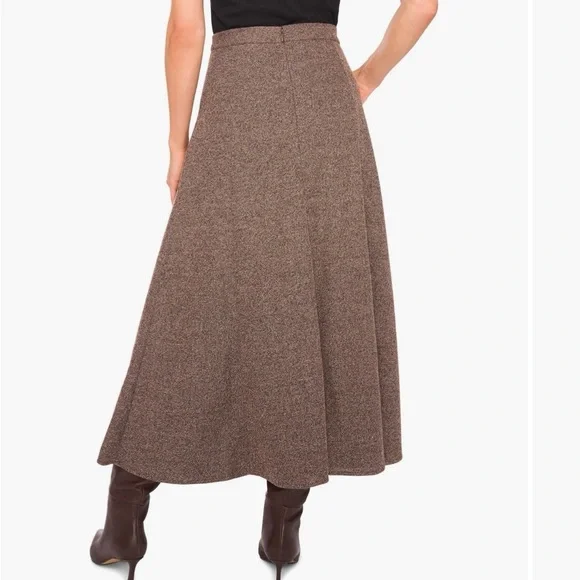 Nordstrom Halogen Elegant Brown Tweed A-Line Skirt. NWT - Picture 1 of 5